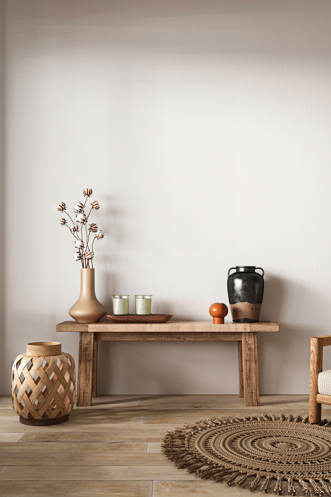 Natural Wood Furniture in a Rustic Living Room