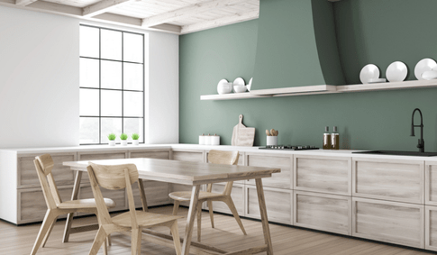 Green Accent Wall in Kitchen
