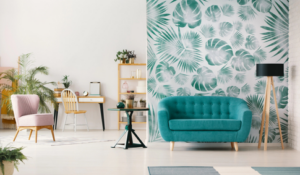 Wallpaper Accent Wall in a living room