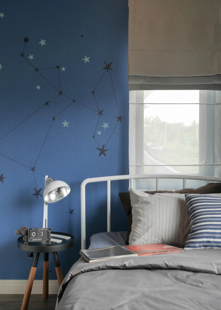 Starry Navy Blue Accent Wall