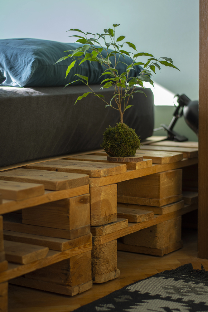 Rustic Home with pallet wood shelving