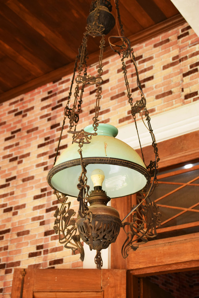 Rustic Home with Antique Hanging Light