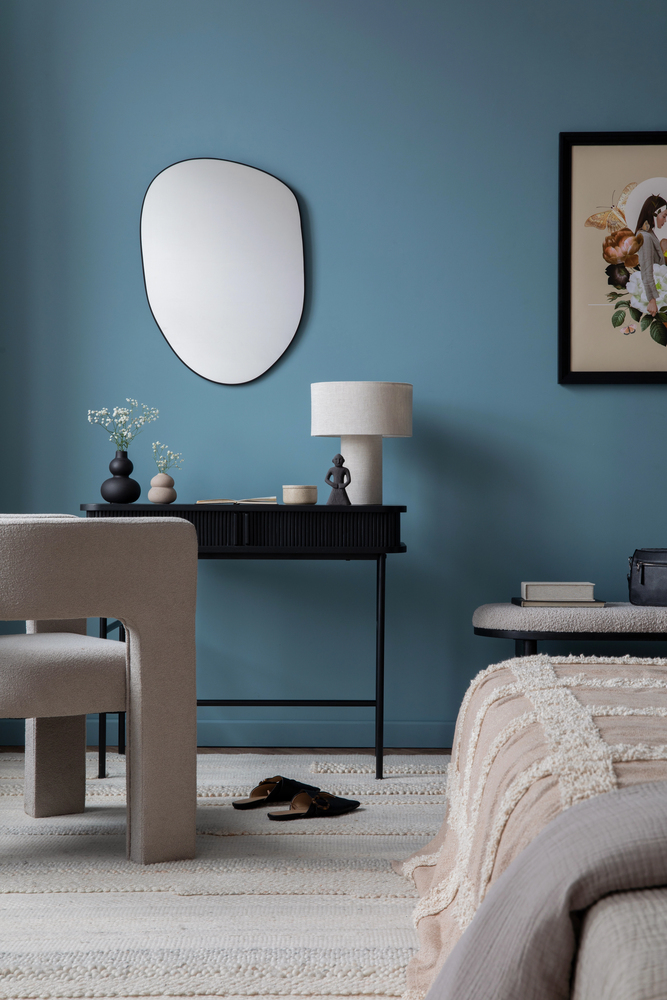 Blue Accent Wall with Boho Charm