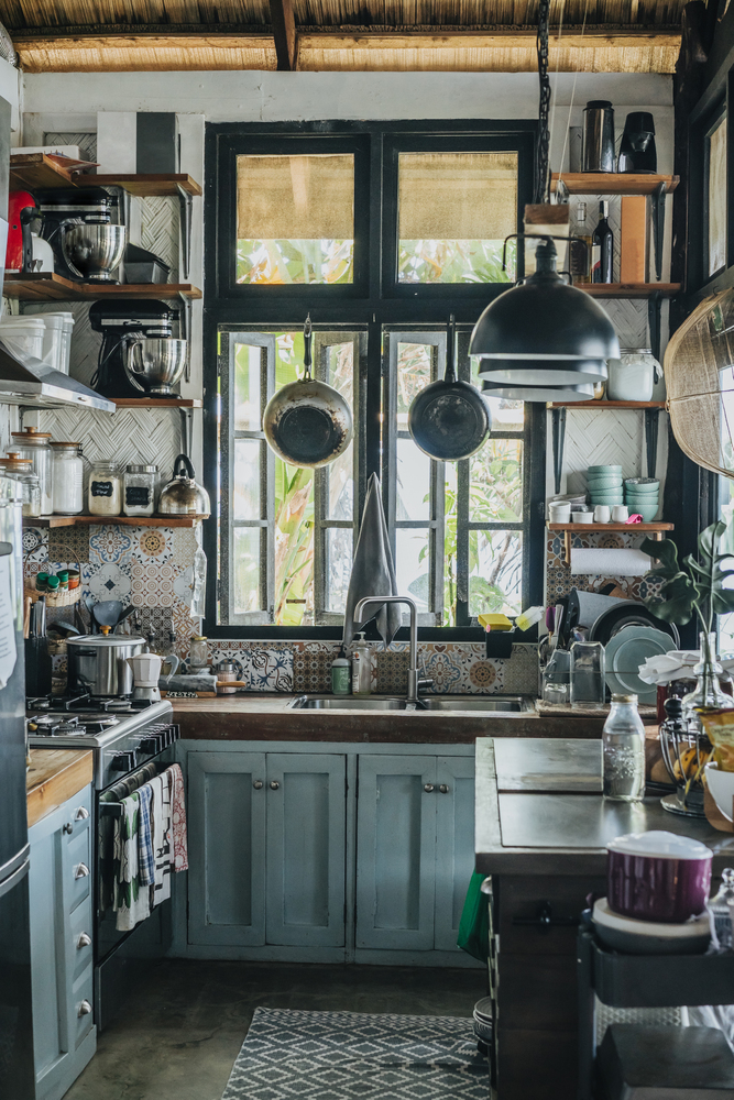 Eclectic Rustic Kitchen With Open Shelving