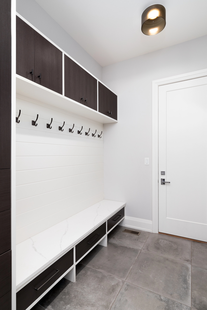 Shiplap Accent Wall in a Mud Room