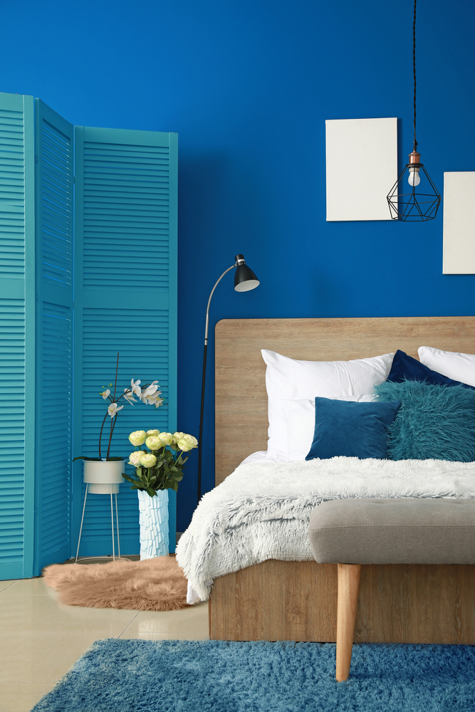Moody Blue Wall with Minimalist Style