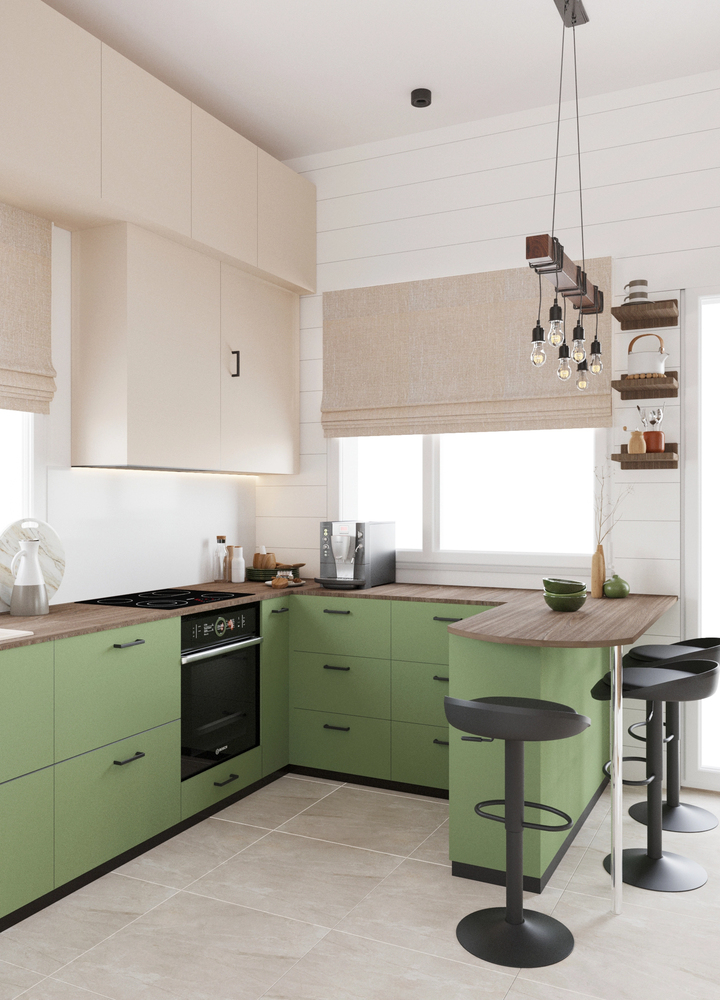 Green Rustic Kitchen With Modern Details