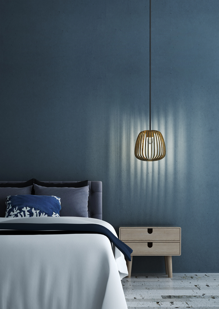 Moody Blue Accent Wall with Contemporary Style