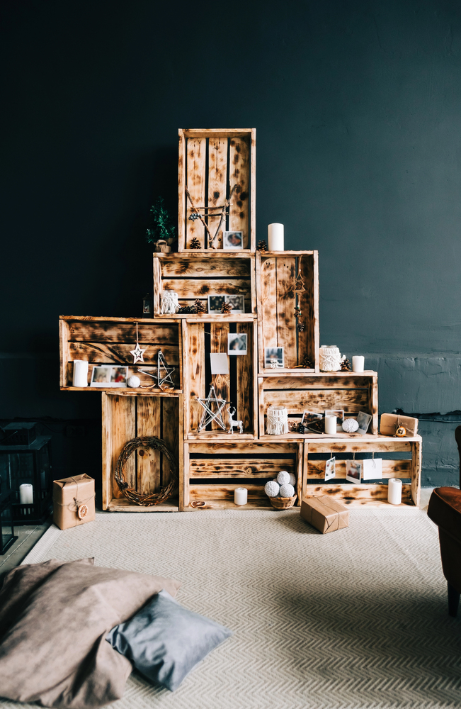 Rustic Home with Wooden Crate Display