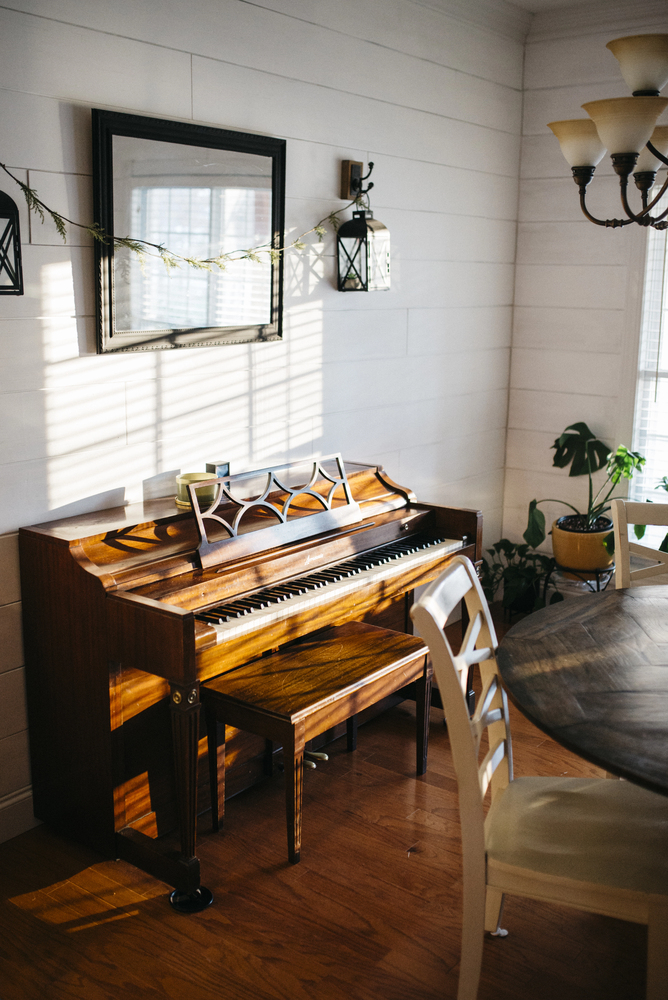 Piano Corner Shiplap Accent Wall