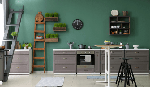 Green Modern Kitchen Accent Wall