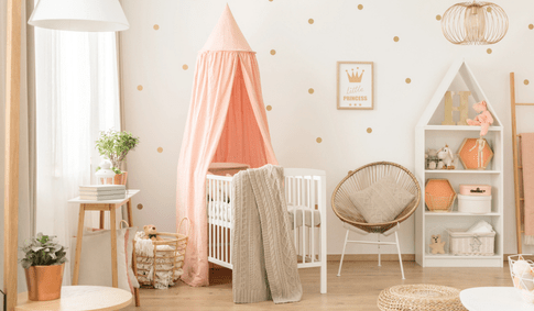 nursery accent wall with gold features