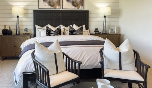 Shiplap Accent Wall in a contemporary bedroom