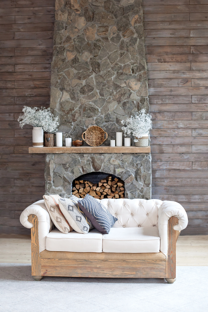 Rustic Farmhouse Fireplace With Reclaimed Wood