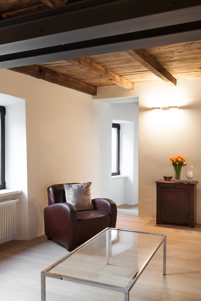 Rustic Wood Ceiling Meets Contemporary Furniture