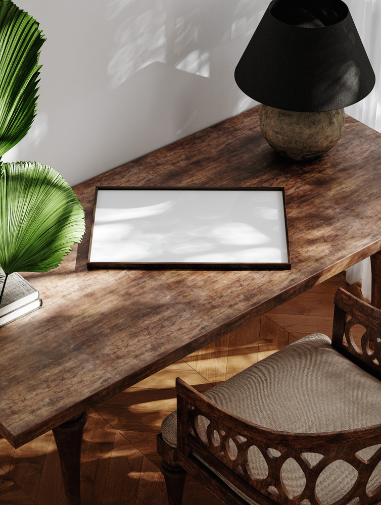 Natural Wood Desk With Organic Details