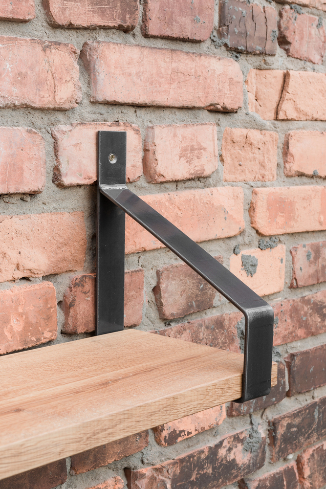 Industrial Wall-Mounted Wood Shelf