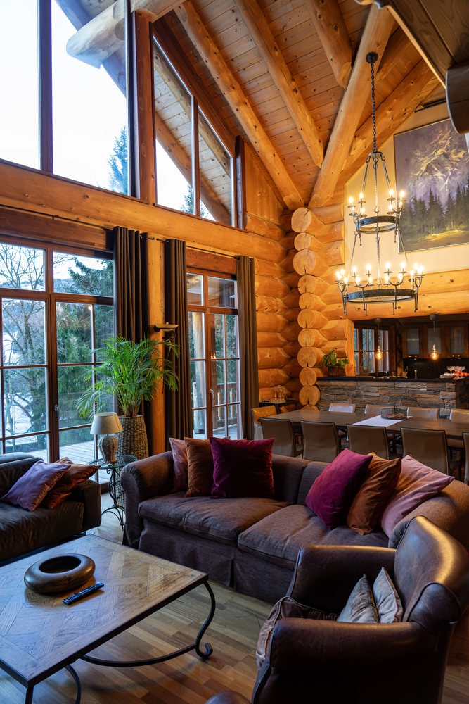 Cozy Log Cabin Living Room